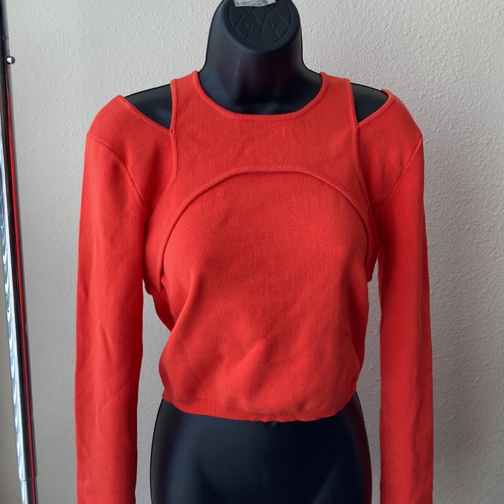English Factory Cropped Cut Out Sweater